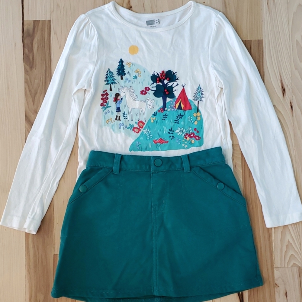 CRAZY 8 Forest Magic Unicorn Camp fall shirt & skirt 2-pc set